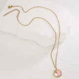 Enamel Geometry Pendant Necklace Plated Zircon Jewelry
