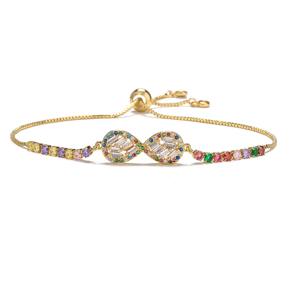 High Fatima Palm Bracelets with Zircon Inlay, Adjustable Chain Bracelet