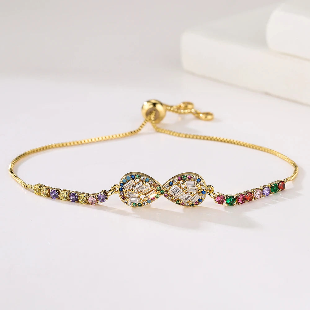 High Fatima Palm Bracelets with Zircon Inlay, Adjustable Chain Bracelet