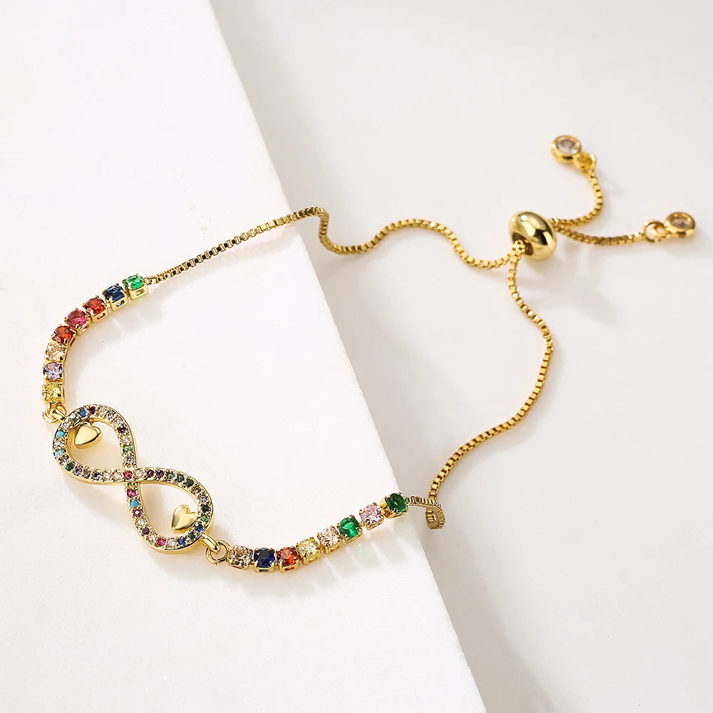High Fatima Palm Bracelets with Zircon Inlay, Adjustable Chain Bracelet