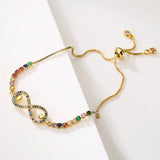 High Fatima Palm Bracelets with Zircon Inlay, Adjustable Chain Bracelet