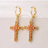 Stylish Zircon High Cross Earrings For Women