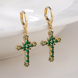 Stylish Zircon High Cross Earrings For Women