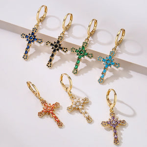 Stylish Zircon High Cross Earrings For Women