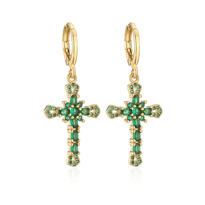 Stylish Zircon High Cross Earrings For Women