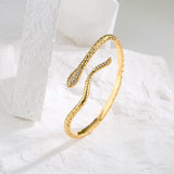 Copper Zircon Snake Cuff Bracelet Women Party Jewelry