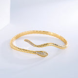 Copper Zircon Snake Cuff Bracelet Women Party Jewelry