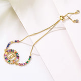 Colorful Zircon Virgin Mary Charm Bracelet Wedding Jewelry