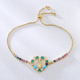Colorful Zircon Virgin Mary Charm Bracelet Wedding Jewelry