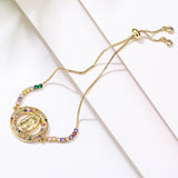 Colorful Zircon Virgin Mary Charm Bracelet Wedding Jewelry