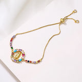 Colorful Zircon Virgin Mary Charm Bracelet Wedding Jewelry