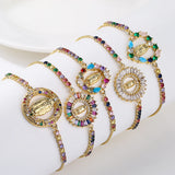 Colorful Zircon Virgin Mary Charm Bracelet Wedding Jewelry