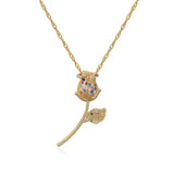 Rose Zircon Pendant Necklace Plated Jewelry