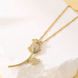 Rose Zircon Pendant Necklace Plated Jewelry