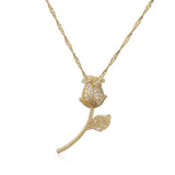 Rose Zircon Pendant Necklace Plated Jewelry