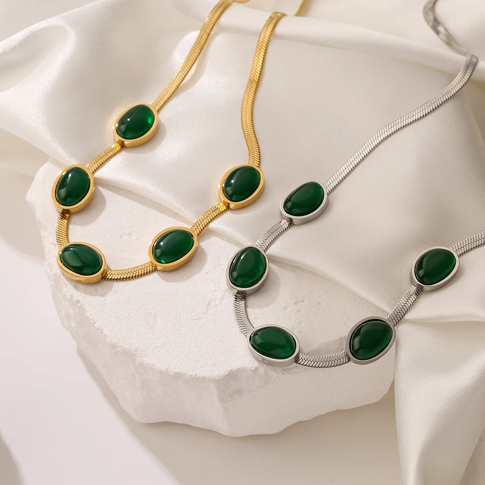 Bohemian Green Crystal Zircon Choker Necklace