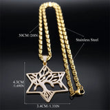 Star of David Tree of Life Necklace Hollow Pendant Hexagram Plant