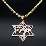 Star of David Tree of Life Necklace Hollow Pendant Hexagram Plant