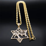 Star of David Tree of Life Necklace Hollow Pendant Hexagram Plant