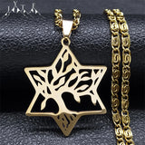 Star of David Tree of Life Necklace Hollow Pendant Hexagram Plant