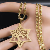 Star of David Tree of Life Necklace Hollow Pendant Hexagram Plant