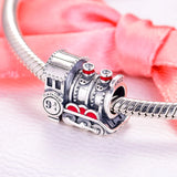 Express Train Charm Beads Christmas Keychain Bracelet Perfume Mother Kids Silver