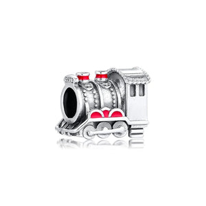 Express Train Charm Beads Christmas Keychain Bracelet Perfume Mother Kids Silver