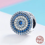 Magic Eye Zircon Round Charm 925 Sterling Silver Bracelet Beads Pendant