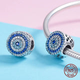 Magic Eye Zircon Round Charm 925 Sterling Silver Bracelet Beads Pendant