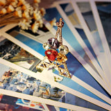 Rose Zircon Crystal Eiffel Tower Brooches Wholesale Jewelry