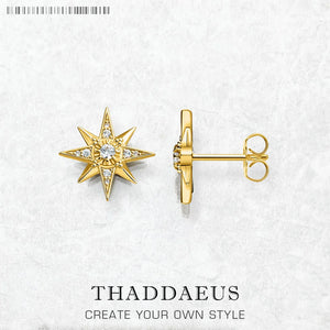Magic Star Spell Studs Earrings Yellow Handcrafted Jewelry 925 Sterling Silver