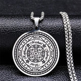 Magic Talisman Stainless Steel Necklace Agla-INRI Protection of Angel
