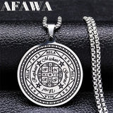 Magic Talisman Stainless Steel Necklace Agla-INRI Protection of Angel