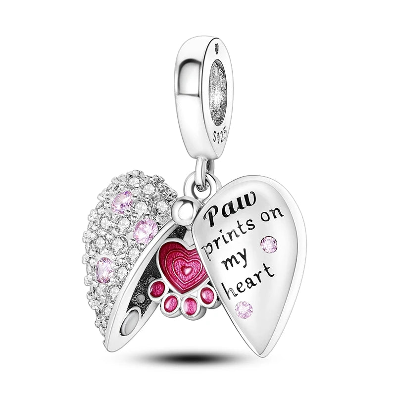 Magical Magnet Paw Footprint Heart Angel Wings Dangle Charm for Jewelry Making