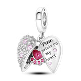 Magical Magnet Paw Footprint Heart Angel Wings Dangle Charm for Jewelry Making