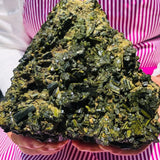 Green Tourmaline Quartz Crystal Mineral Specimen Spiritual Healing