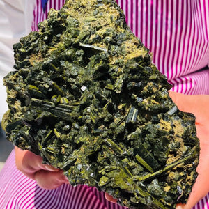 Green Tourmaline Quartz Crystal Mineral Specimen Spiritual Healing