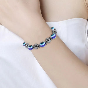 Magnetic Bracelet Evil Eye Hematite Stone Therapy Health Care Bangle