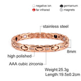 Magnetic Bracelet for Women Crystal Energy Steel Charm Rose Gold Stainless Steel