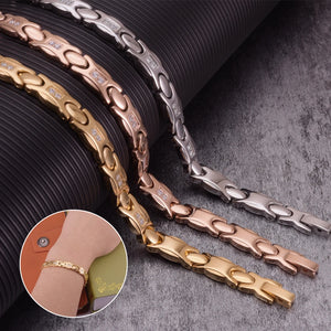 Magnetic Bracelet for Women Crystal Energy Steel Charm Rose Gold Stainless Steel