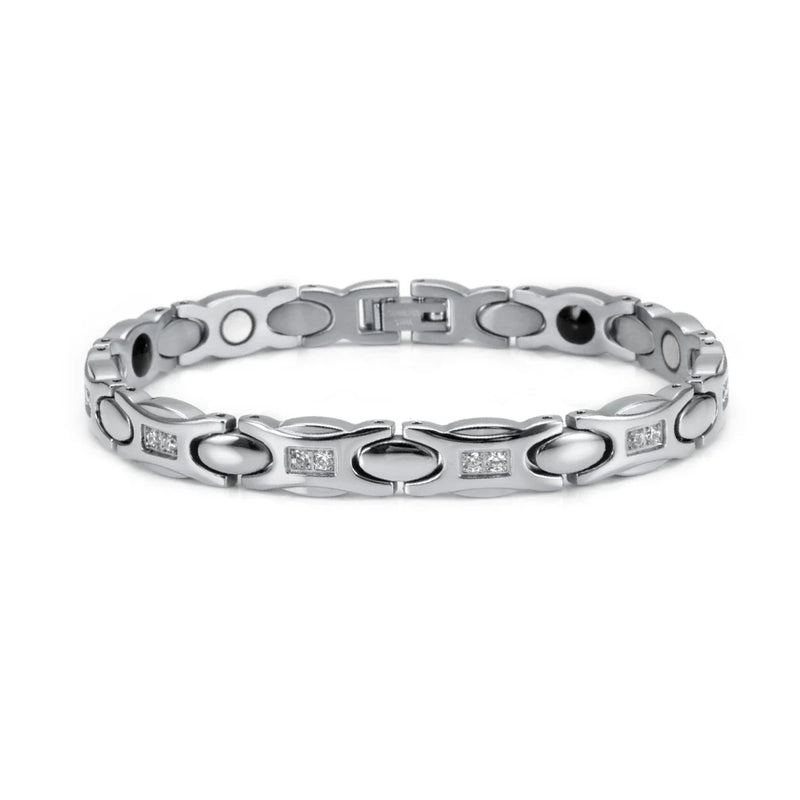 Magnetic Bracelet for Women Crystal Energy Steel Charm Rose Gold Stainless Steel