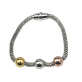 Magnetic Clasp 3 Colors Bead Charm Bangle Stainless Steel Bracelet