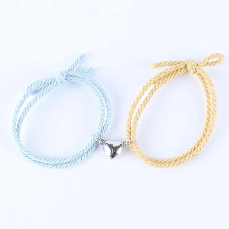 Magnetic Couple Bracelets Elastic Cord Romantic Heart Friendship Jewelry