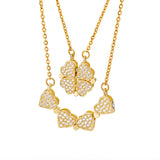 Four-leaf Clover Heart Pendant Necklace Stainless Steel Long Chains