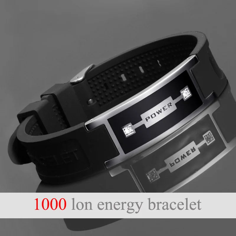 Magnetic Health Weight Loss Bracelet Men Stainless Steel Rudder Sport Wristband