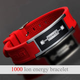 Magnetic Health Weight Loss Bracelets Steel Men Wrist Band Rudder Silicone