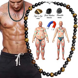 Men's Hematite Stone Bead Necklace for Neck and Spine Pain Relief