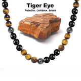 Men's Hematite Stone Bead Necklace for Neck and Spine Pain Relief