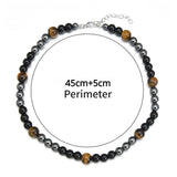 Men's Hematite Stone Bead Necklace for Neck and Spine Pain Relief