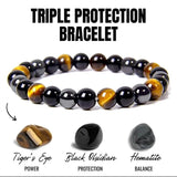 Magnetic Hematite Tiger Eye Bracelet Triple Protection Health Care Bracelet